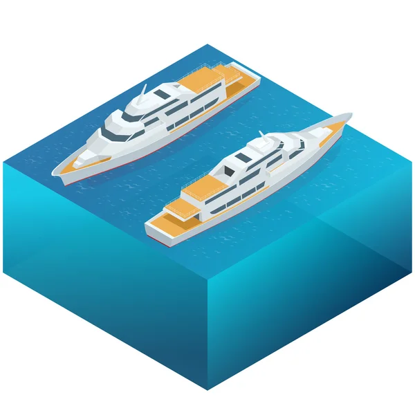 Yate, transporte marítimo y marítimo, barco, barco, buque, buque de guerra, buque de carga, crucero, yate, muelle, aerodeslizador. Transporte acuático iconos realistas — Vector de stock