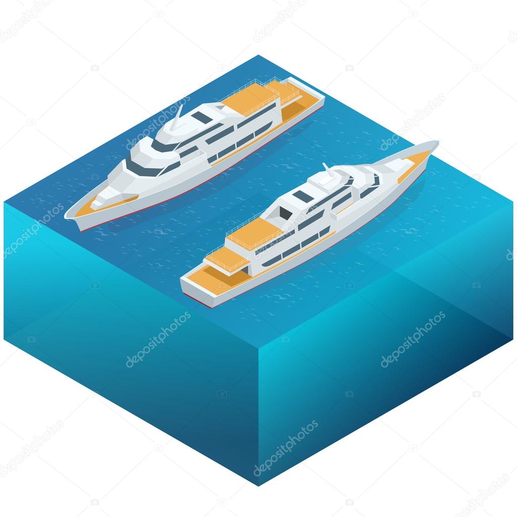 Yacht, water carriage and maritime transport, Ship, boat, vessel, warship, cargo ship, cruise ship, yacht, wherry, hovercraft. Water transport realistic icons