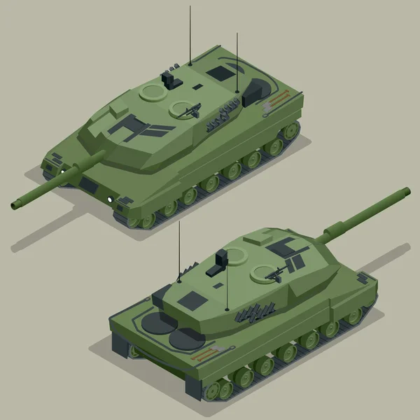 Lapos tank 3d izometrikus illusztrációja. Katonai közlekedés. Harci Tank. Katonai tartály izometrikus. Katonai tartály vektor. Tartály Eps. — Stock Vector