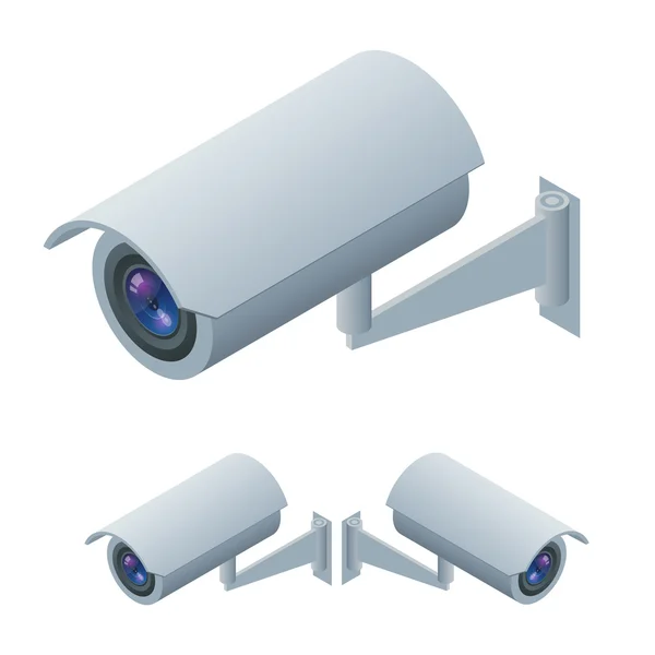 Video bewaking isometrische surveillance en CCTV camera icoon. Video surveillance 3D illustratie video surveillance EPS. Video surveillance ondertekent jpg. video surveillance vector beveiliging CCTV camera — Stockvector