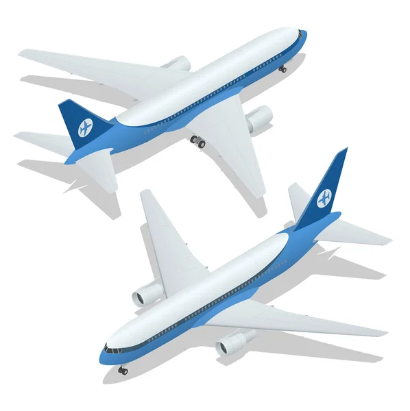 Grote passagier vliegtuig 3D Isometrische illustratie. Vliegtuig vracht. Platte 3D vector isometrische hoge kwaliteit vervoer-passagier vliegtuig. Voertuigen die zijn ontworpen om grote aantallen passagiers te vervoeren — Stockvector