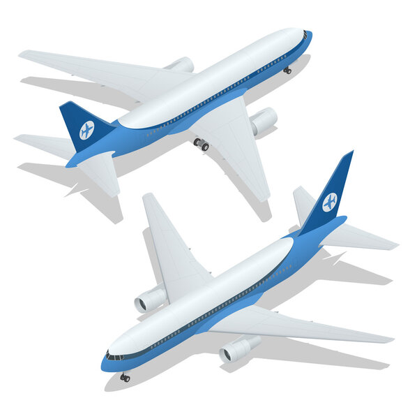 Large passenger Airplane 3d isometric illustration. Airplane freight. Flat 3d vector isometric high quality transport - passenger plane. Vehicles designed to carry large numbers of passengers