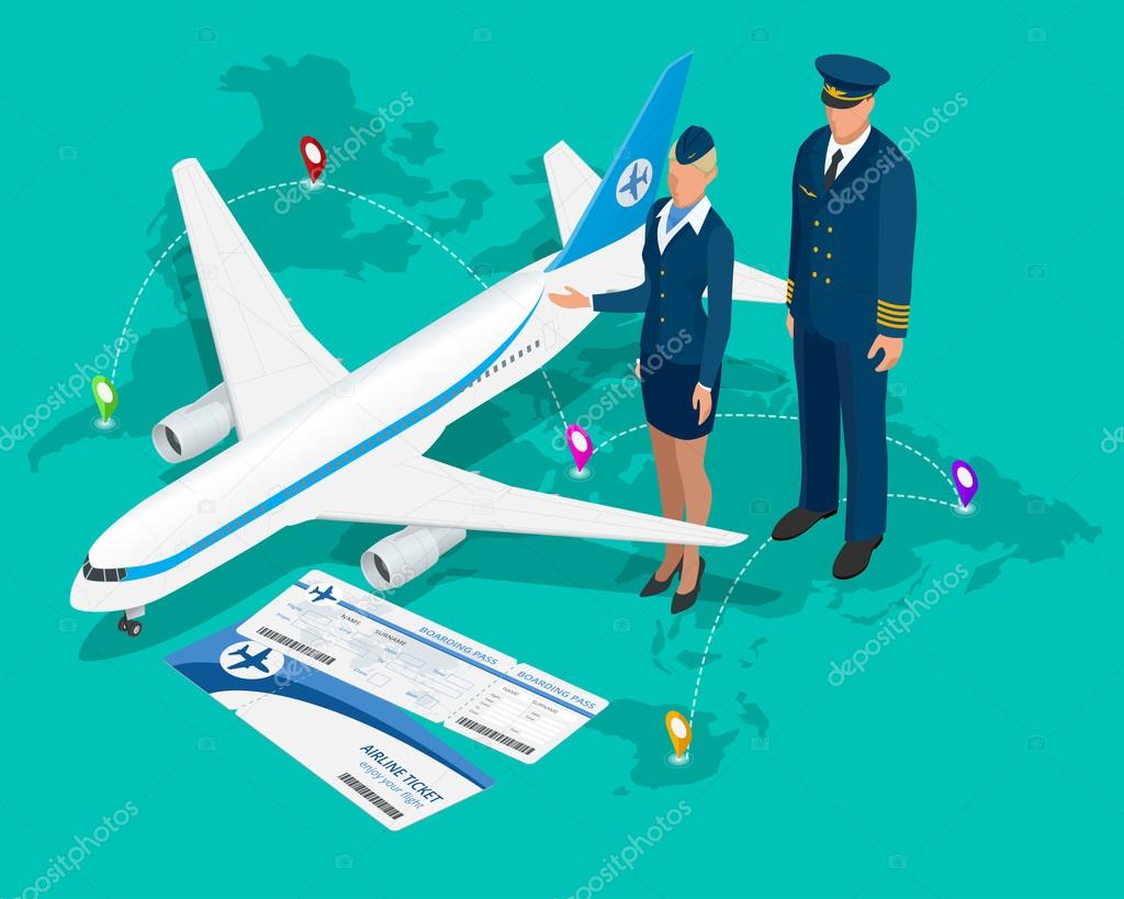 Travel isometric composition. Travel and tourism background. Flat 3d Vector illustration. Travel banner design. Travel flyer design. World travel banner background. World travel concept.