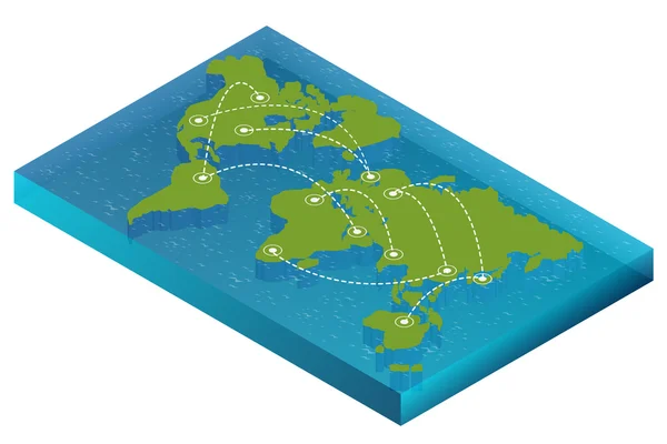 Mapa del mundo concepto isométrico. 3d plana ilustración de mapa del mundo. Conexión de mapa del mundo vectorial Mapa del mundo político Infografía de mapa del mundo isométrico 3D. Mapa mundo EPS World mapa infografías plantilla de diseño — Vector de stock