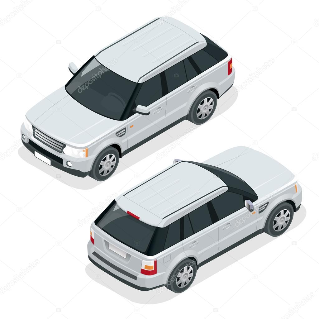 Off-road car. Vector illustration brown safari travel car. Flat 3d vector isometric illustration vehicle. Car jeep off road suv.