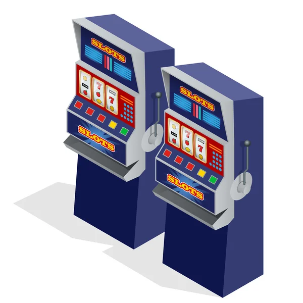 Casino-Spielautomaten. 3D flache isometrische Vektorabbildung. — Stockvektor