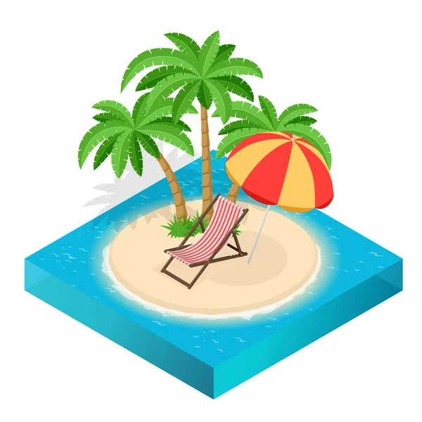 Zomer reizen concept. Op het strand. Platte 3d isometrische vectorillustratie. — Stockvector