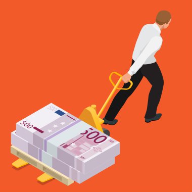 Öğrenci borcu, Borç, Duygusal Stres, Finans, iş borcu. Yoksulluktan kurtulmak. Düz 3d isometrik vektör çizimi.