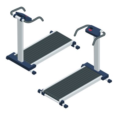 Koşu bandı isometrik vektör illüstrasyon. Beyaz arka planda izole edilmiş koşu bandı.