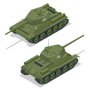 Tank 3D izometrik çizimde düz. Askeri nakliye. Askeri Tank. Askeri Tank izometrik. Askeri Tank vektör. Tank Eps.