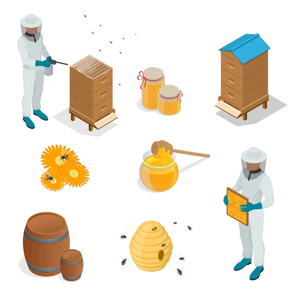 Apiary set art. — Stock Vector