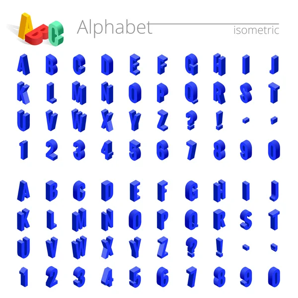 Fonte vectorielle d'alphabet isométrique 3d. Lettres, chiffres et symboles isométriques. Typographie vectorielle de stock tridimensionnelle pour les titres, les affiches, etc. . — Image vectorielle