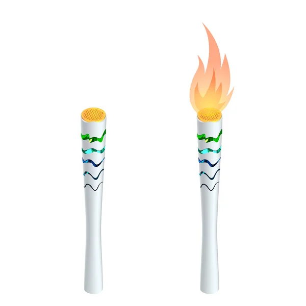 Fuego de antorcha, icono del campeonato, un símbolo de victoria. Ilustración vectorial aislada. Ilustración isométrica plana 3d vector . — Vector de stock