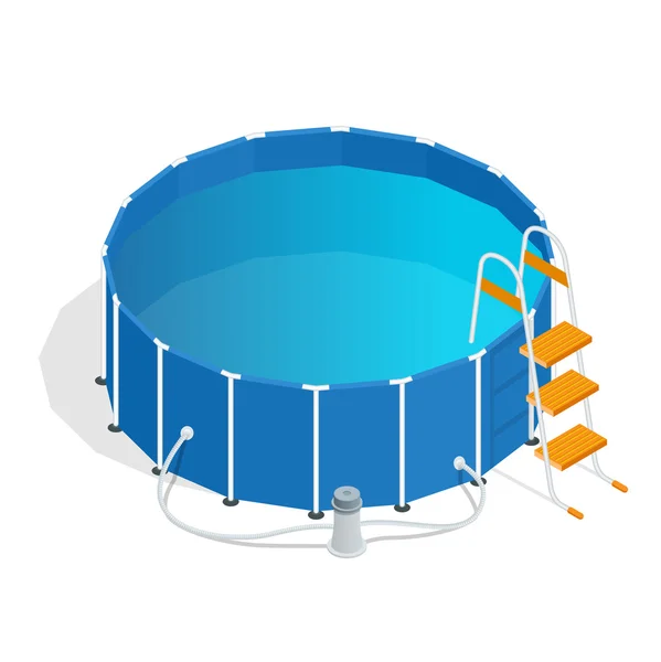 Piscina de plástico portátil isométrica 3d vector ilustración . — Archivo Imágenes Vectoriales