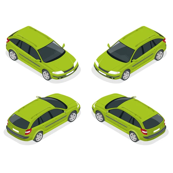 Crossover αυτοκινήτων απομονωμένα σε λευκό. Επίπεδη 3d ισομετρική εικονογράφηση. — Διανυσματικό Αρχείο