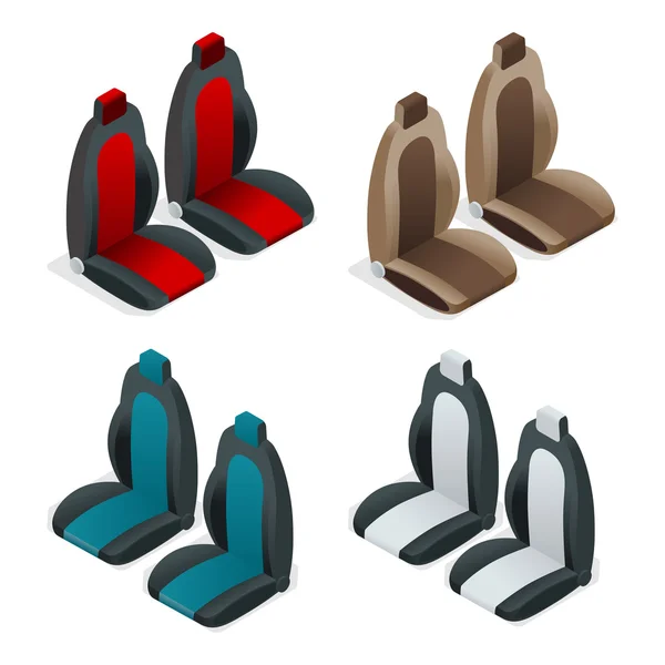 Conjunto moderno de iconos de silla de coche. Colección automotriz editable. Ilustración plana vectorial isométrica 3d . — Vector de stock