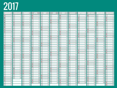 Takvim basit düz tasarım 2017