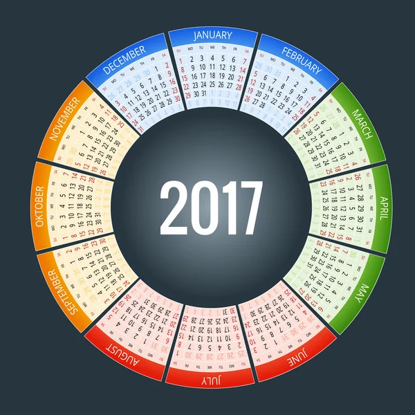 Календар простий плоский дизайн 2017 — стоковий вектор