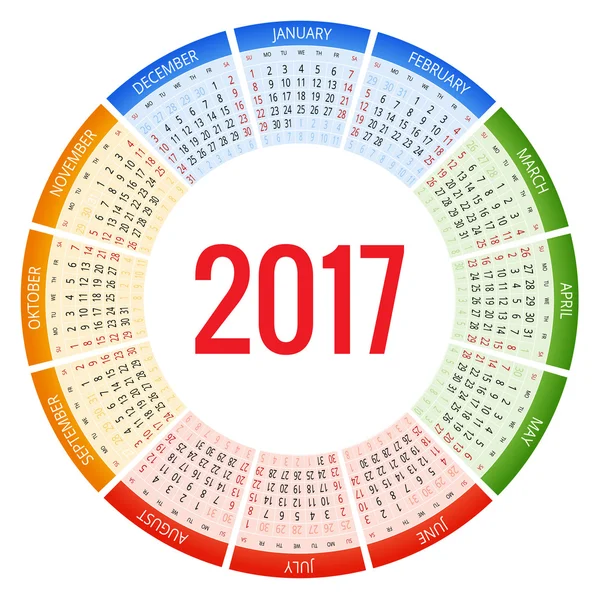 Calendário design plano simples 2017 —  Vetores de Stock