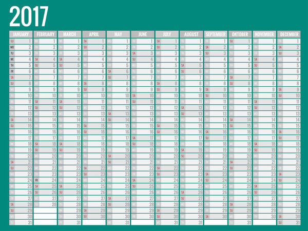 calendar simple flat design 2017