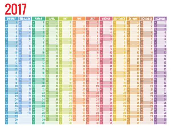 Plochý design jednoduchý kalendář 2017 — Stockový vektor