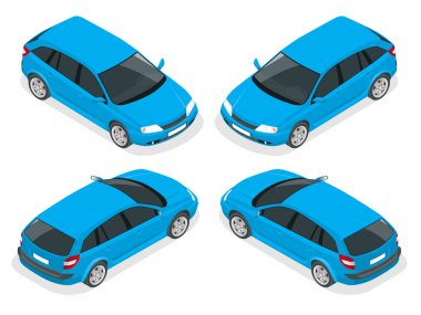 İzometrik Hatchback araba