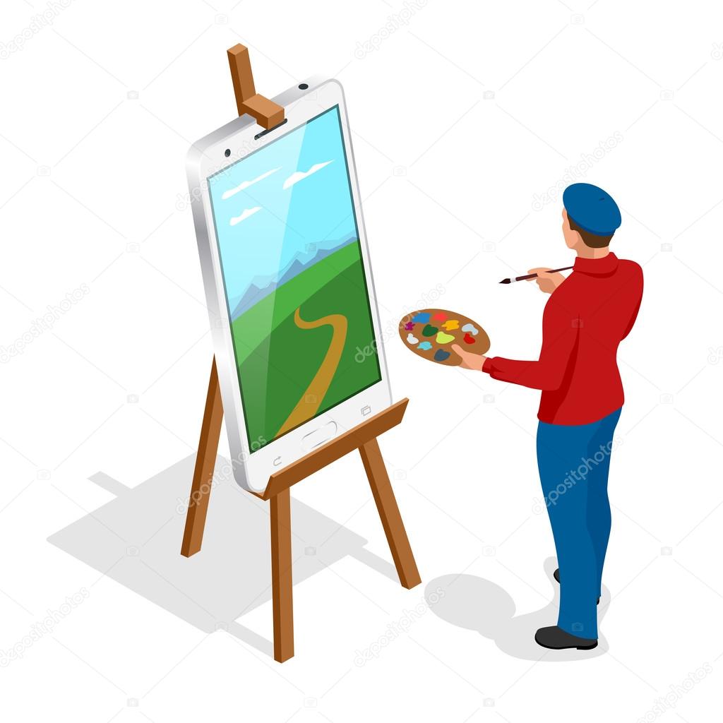 Painter artist cartoon Vector Art Stock Images | Depositphotos