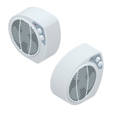 Izometrik elektrikli ısıtıcı. Ev Isıtma aletleri simgeleri. Ev aletleri.