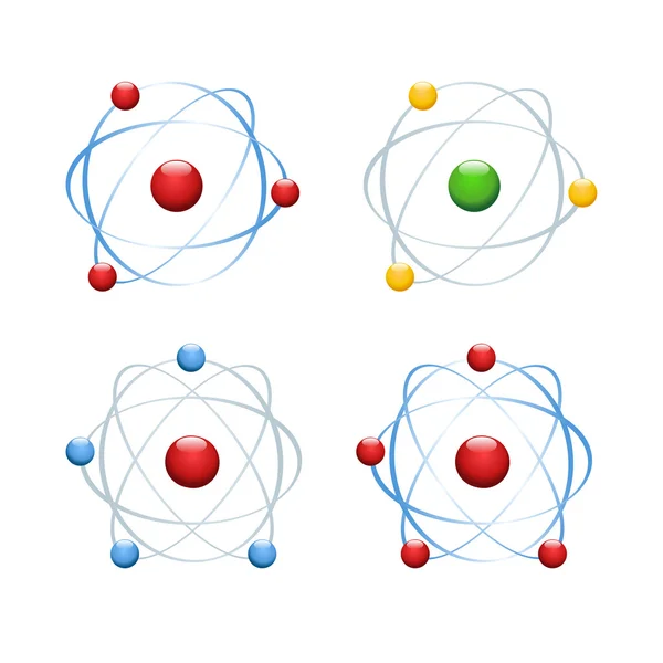 Arka planda yalıtılmış atom simgesi. Modern basit düz moleküler kimya işareti. — Stok Vektör