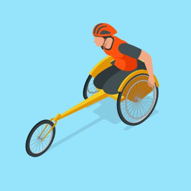 Engelli aktivitesi olan halklar için izometrik olimpik sporlar. Vektör illüstrasyon paralimpik oyuncu