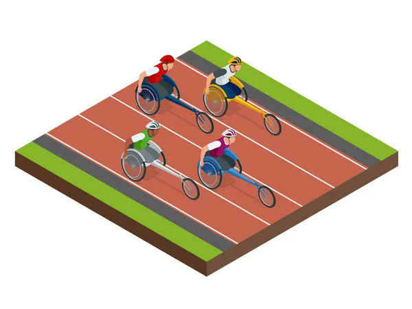 Sports isométriques pour les personnes handicapées. Compétitions sportives Les sportifs handicapés. Illustration vectorielle . — Image vectorielle