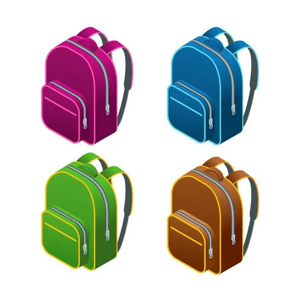 Isometric school bag. Isolated on white background — Stock Vector