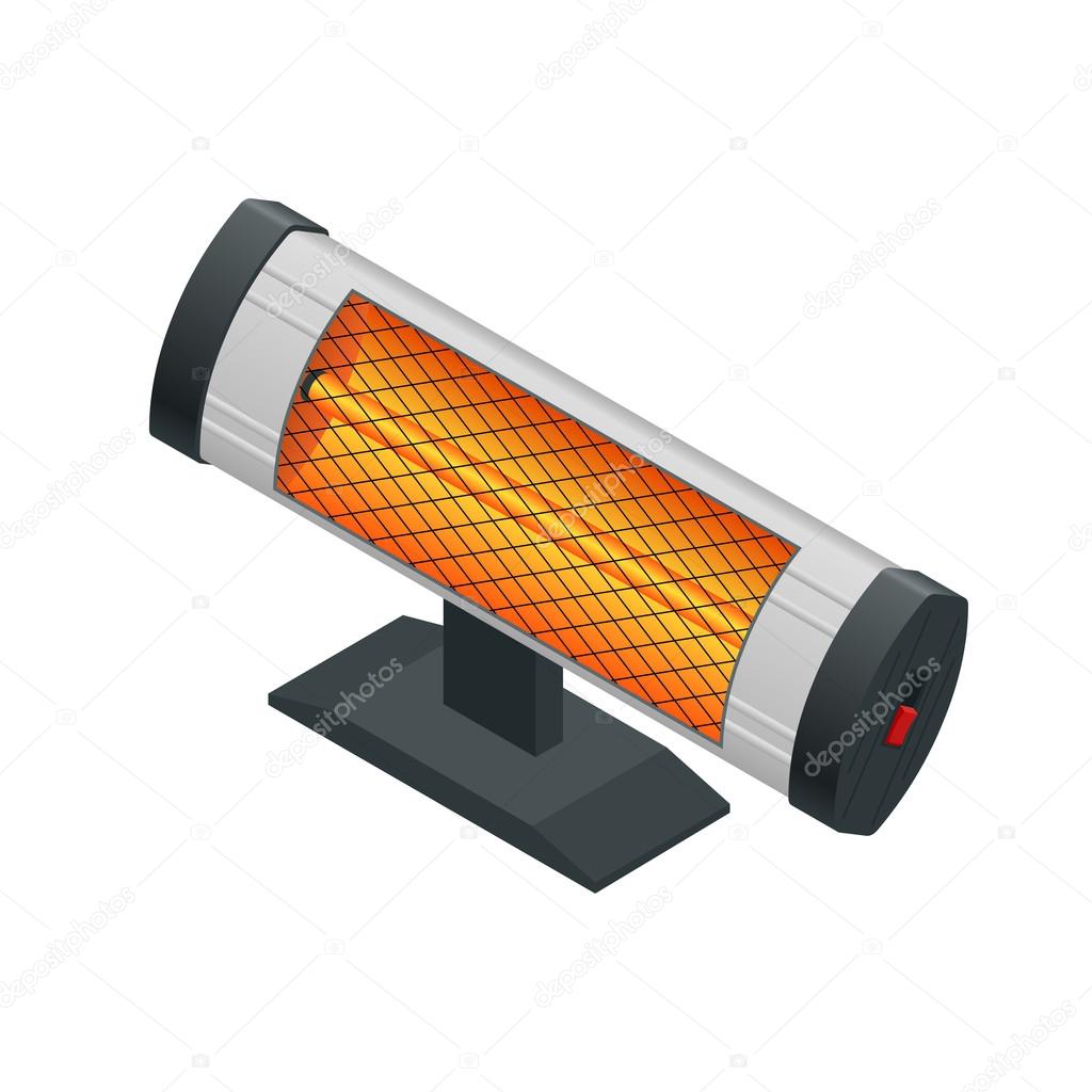 Isometric Halogen or Infrared heater. Home Heating appliances icons. Household appliances.