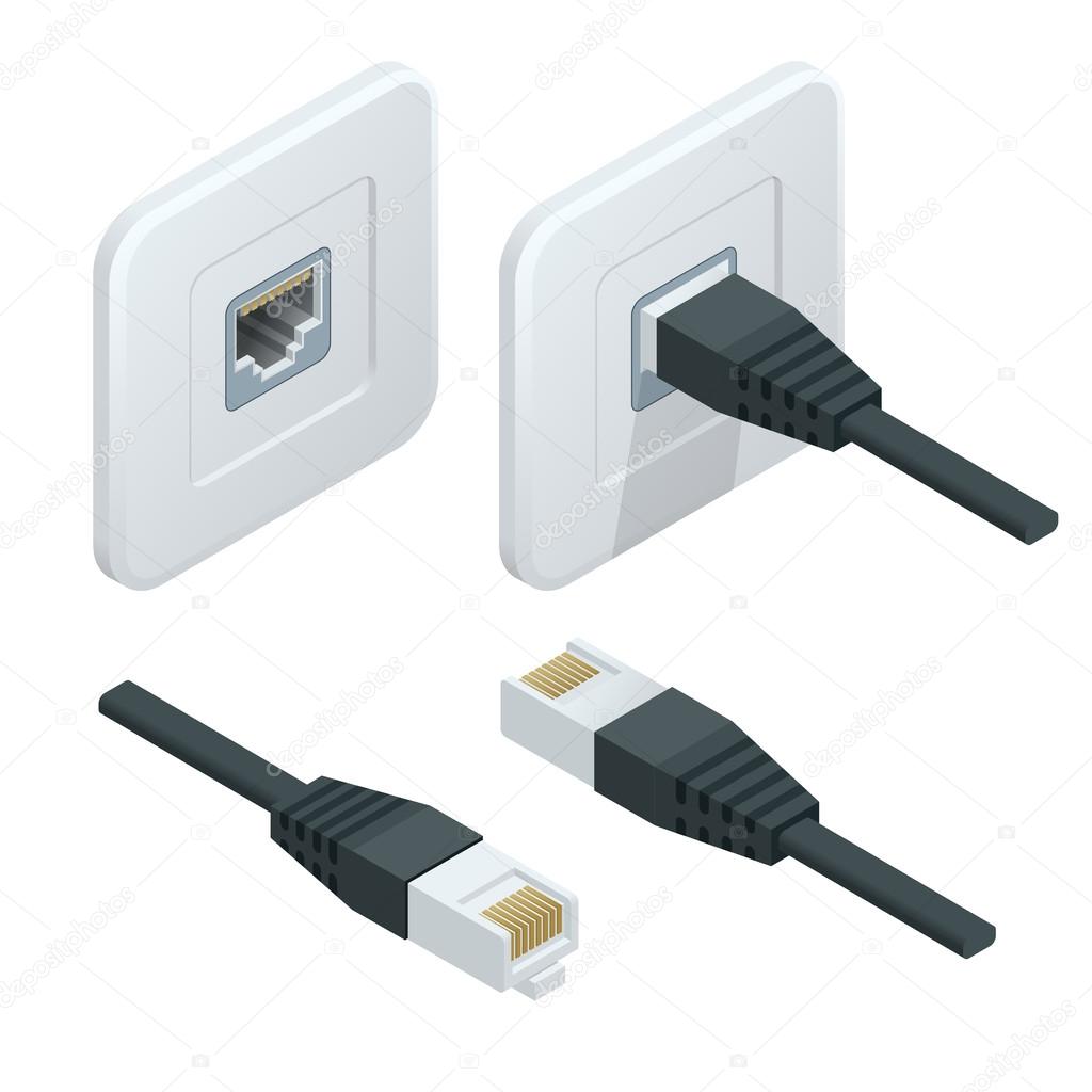 Icona della porta lan di rete del modem WiFi. Cartoon della rete