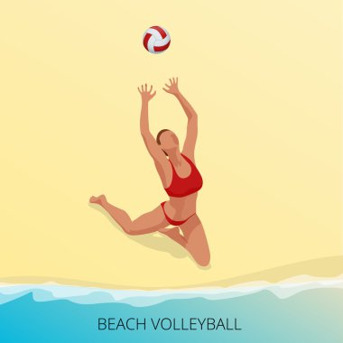 Bir plajda izometrik voleybolcu