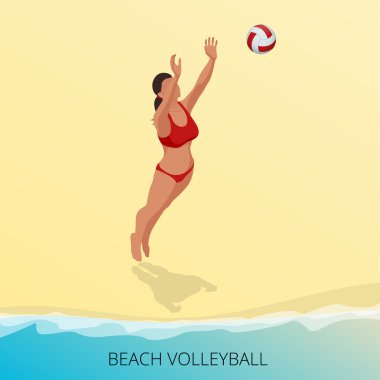 Bir plajda izometrik voleybolcu