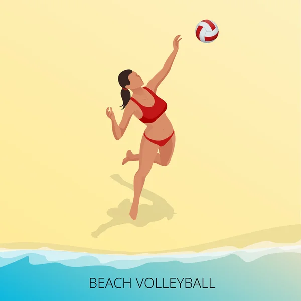 Jugador de voleibol isométrico en una playa — Archivo Imágenes Vectoriales