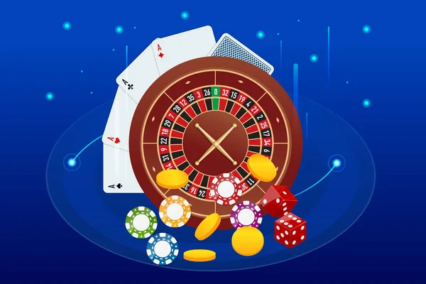 Concepto de casino en línea. Online Big Slots Casino Marketing Banner, Aplicaciones de Juegos — Vector de stock