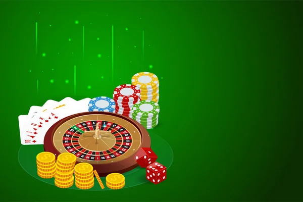 Isometric Online Casino Concept. Online Big Slots Casino Marketing Banner, Gaming Apps — Stock Vector