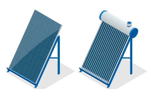 Isometrisches Home Solar Energy Equipment Isometrisches Symbol. Erneuerbare Energien. Backup Power Energy Storage System isoliert auf weißem Hintergrund. — Stockvektor