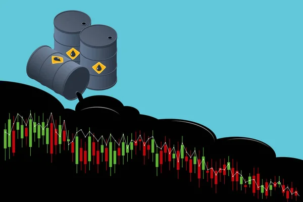 График роста и падения цен на нефть. Нефтегазовая торговая компания. — стоковый вектор