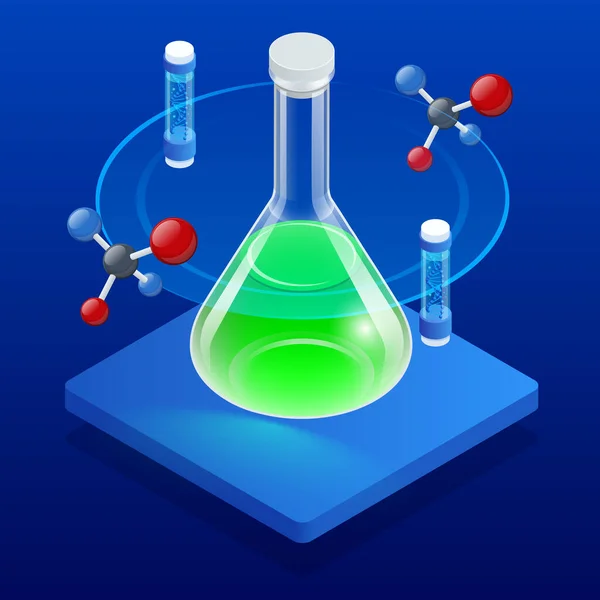 Isometric Analiz Laboratuvarı, Kimya Laboratuvarı. Kimya Deneyi Araştırma Ekipleri, Sağlık Bilimleri, Yaşam Bilimleri. Laboratuvar ve Geliştirme Konsepti — Stok Vektör