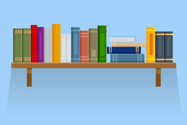 Plochá hnědá knihovna se starými knihami izolovanými na pozadí. — Stockový vektor