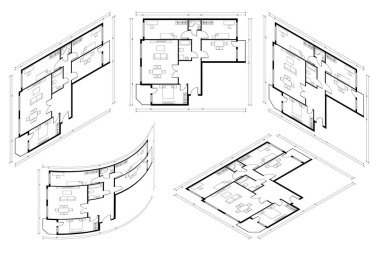 Isometric Mimari Ev Tasarımı Vektör Planı. Bina Planı Çizimi. Profesyonel Mimari Çizim Evi.