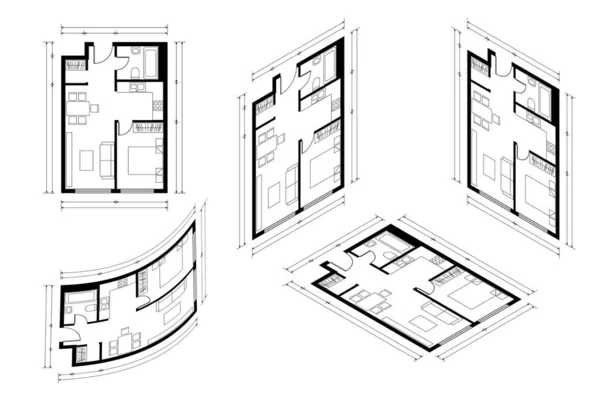 Isometric Architect Blueprint Vector Plan of Home. Plan directeur Plan de la maison Dessin. Illustration architecturale professionnelle Croquis Accueil. — Image vectorielle