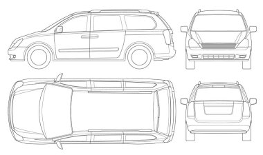 Minivan Car vector template on white background. Compact crossover, SUV, 5-door minivan car. Car line. clipart