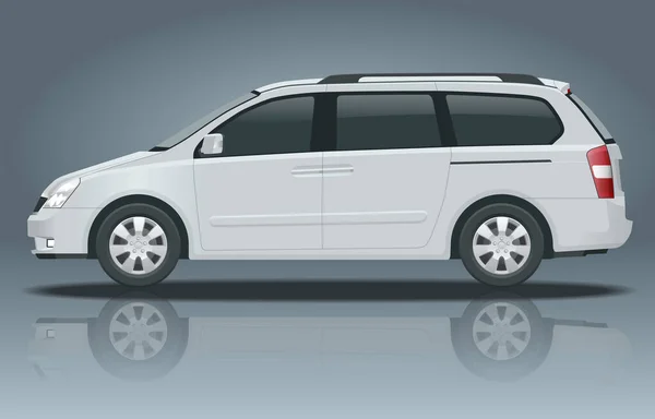 Minivan Car vector template on white background. Compact crossover, SUV, 5-door minivan car. View side — Stock Vector