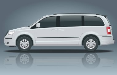 Minivan ya da Minivan Car 'ın beyaz arka plandaki şablonu. Kompakt geçiş, SUV, 5 kapılı minivan. Görünüm tarafı