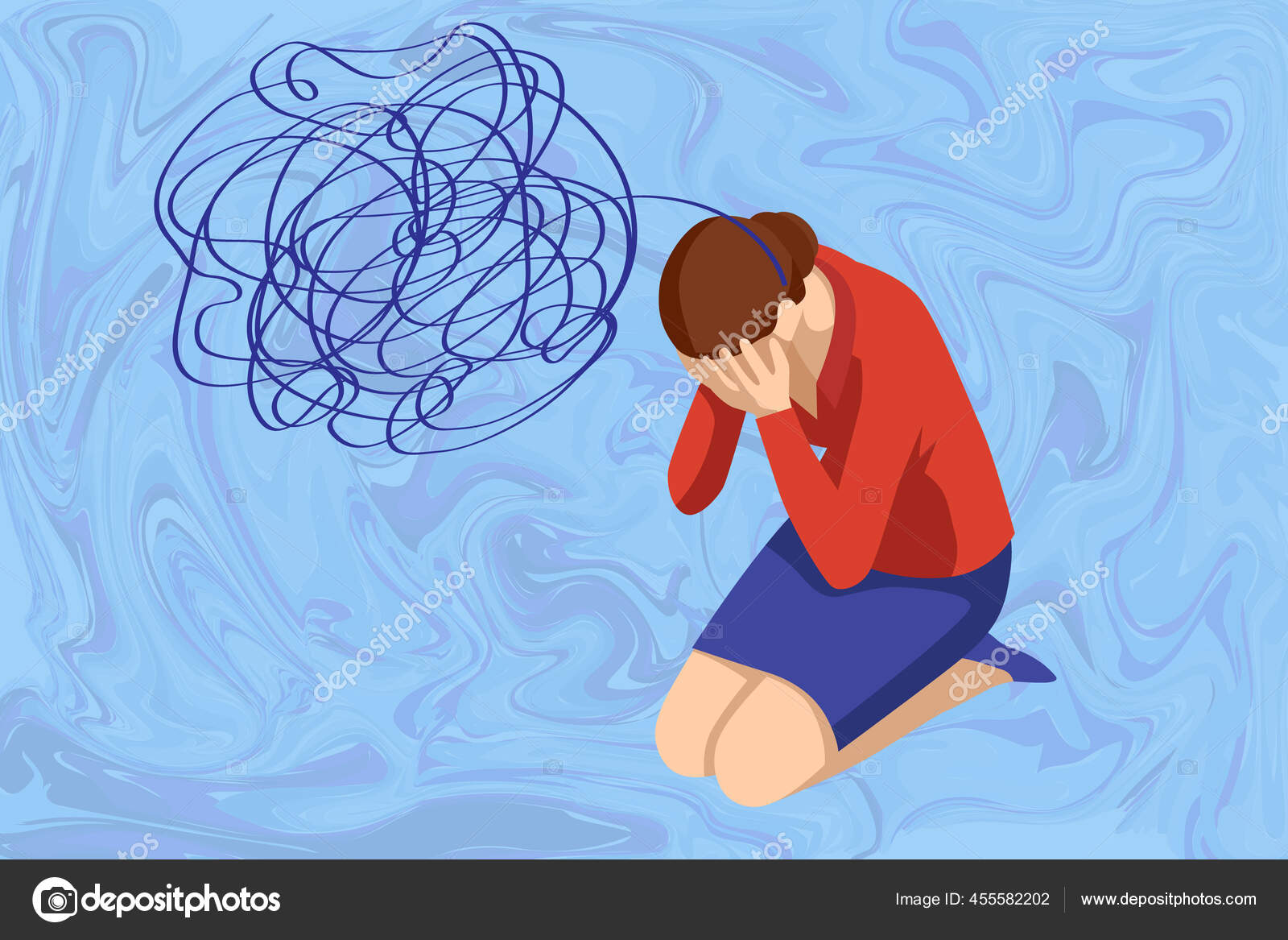 Isometric Depressed Perempuan Psikologi
