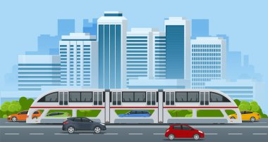 Çin 'de Isometric Transit Yükseltilmiş Otobüs. Bir sürü yolcu taşımak için tasarlanmış servis otobüsü, arazi otobüsü veya tünel otobüsü..